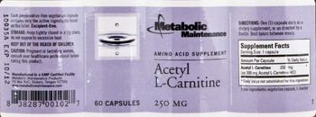 Metabolic Maintenance Acetyl L-Carnitine - amino acid supplement