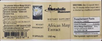 Metabolic Maintenance African Mango Extract - supplement
