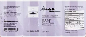 Metabolic Maintenance BAM Balanced Amino Maintenance - amino acid supplement