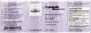 Metabolic Maintenance BAM Balanced Amino Maintenance - amino acid supplement