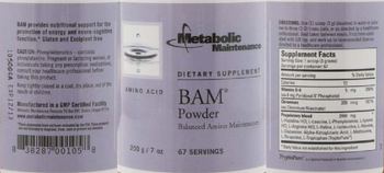 Metabolic Maintenance BAM Powder Balanced Amino Maintenance - supplement