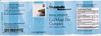 Metabolic Maintenance Cal/Mag/Zinc Complex with Vitamin D Plus - mineral supplement