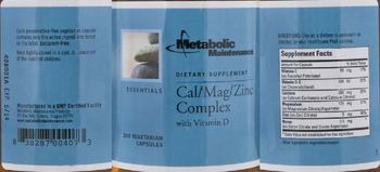 Metabolic Maintenance Cal/Mag/Zinc Complex With Vitamin D - supplement