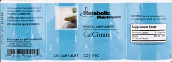 Metabolic Maintenance CalCitrate - mineral supplement