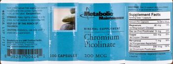Metabolic Maintenance Chromium Picolinate - mineral supplement