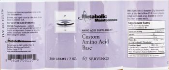Metabolic Maintenance Custom Amino Acid Base - amino acid supplement