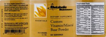 Metabolic Maintenance Custom Vitamin/Mineral Base Powder - supplement