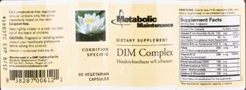 Metabolic Maintenance DIM Complex Diindolylmethane W/CoFactors - supplement