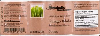 Metabolic Maintenance Ginkgo Biloba - botanical supplement