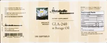 Metabolic Maintenance GLA-240 as Borage Oil - supplement