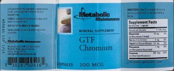 Metabolic Maintenance GTF Chromium - mineral supplement