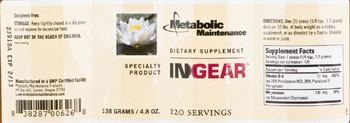 Metabolic Maintenance InGear - supplement
