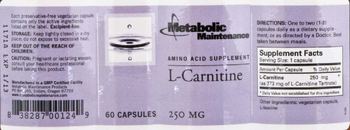 Metabolic Maintenance L-Carnitine - amino acid supplement