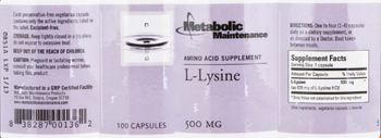 Metabolic Maintenance L-Lysine - amino acid supplement