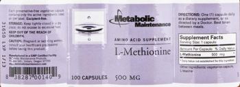 Metabolic Maintenance L-Methionine - amino acid supplement