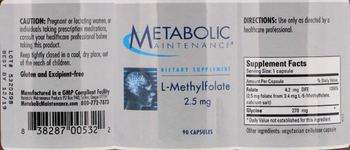 Metabolic Maintenance L-Methylfolate 2.5 mg - supplement