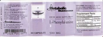 Metabolic Maintenance L-Phenylalanine - amino acid supplement