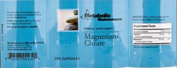Metabolic Maintenance Magnesium Citrate - mineral supplement
