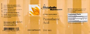 Metabolic Maintenance Pantothenic Acid - vitamin supplement