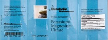 Metabolic Maintenance Potassium/Magnesium Citrate - mineral supplement