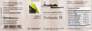 Metabolic Maintenance Probiotic IB - supplement