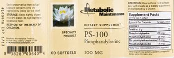 Metabolic Maintenance PS-100 - supplement