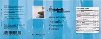 Metabolic Maintenance Rebuild Osteoporosis Formula - mineral supplement
