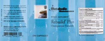 Metabolic Maintenance Rebuild Plus Osteoporosis Formula - mineral supplement