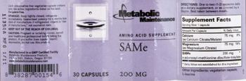 Metabolic Maintenance SAMe - amino acid supplement