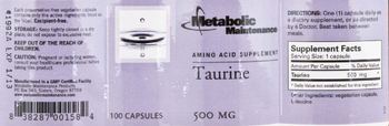 Metabolic Maintenance Taurine - amino acid supplement