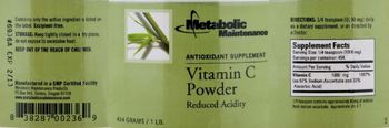 Metabolic Maintenance Vitamin C Powder Reduced Acidity - antioxidant supplement