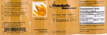 Metabolic Maintenance Vitamin D-3 5,000 IU - supplement