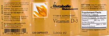 Metabolic Maintenance Vitamin D-3 - vitamin supplement