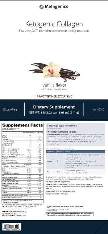 Metagenics Ketogenic Collagen Vanilla Flavor - supplement