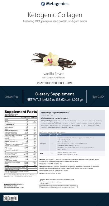 Metagenics Ketogenic Collagen Vanilla Flavor - supplement