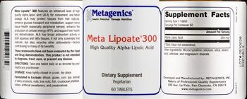 Metagenics Meta Lipoate300 - supplement