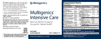 Metagenics Multigenics Intensive Care - supplement