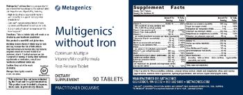 Metagenics Multigenics without Iron - supplement