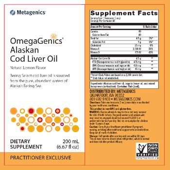 Metagenics OmegaGenics Alaskan Cod Liver Oil Natural Lemon Flavor - supplement