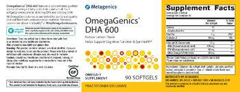 Metagenics OmegaGenics DHA 600 Natural Lemon Flavor - omega3 supplement