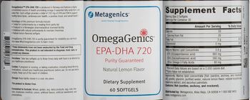 Metagenics OmegaGenics EPA-DHA 720 Natural Lemon Flavor - supplement