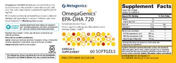 Metagenics OmegaGenics EPA-DHA 720 Natural Lemon-Lime Flavor - omega3 supplement