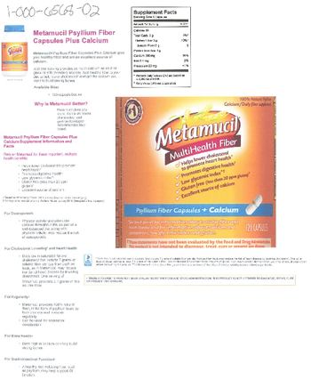 Metamucil MultiHealth Fiber Psyllium Fiber Capsules + Calcium - 100 natural psyllium calciumdaily fiber supplement