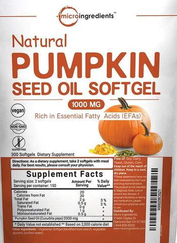 Micro Ingredients Natural Pumpkin Seed Oil Softgel 1000 mg - supplement