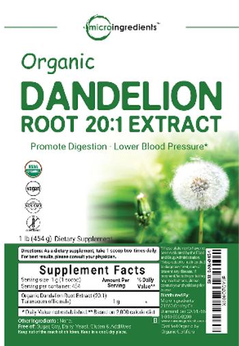 Micro Ingredients Organic Dandelion Root 20:1 Extract - supplement