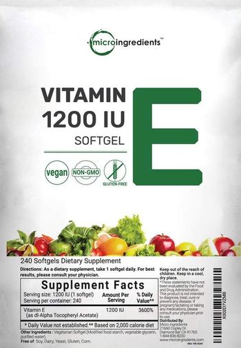 Micro Ingredients Vitamin E 1200 IU Softgel - supplement