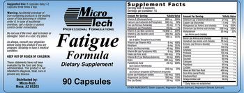 Micro-Tech Fatigue Formula - supplement