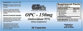 Micro-Tech Professional Formulations OPC - 150 mg Antioxidant 95% - supplement