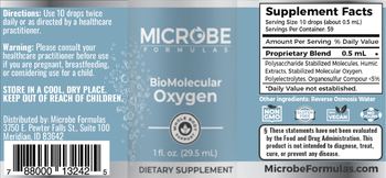 Microbe Formulas BioMolecular Oxygen - these statements have not been evaluated by the food and drug administration this product is not int