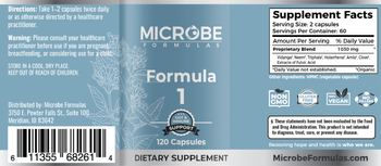 Microbe Formulas Formula 1 - these statements have not been evaluated by the food and drug administration this product is not int